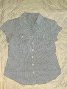 Blue Striped Button-Up Shirt