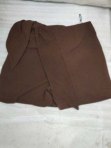 ZASTRAA Stylish Brown Wrap Skirt