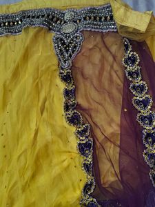 yellow and purple beautiful lehnga