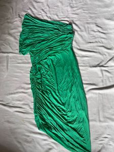 H&amp;M Green One-Shoulder Mini Dress