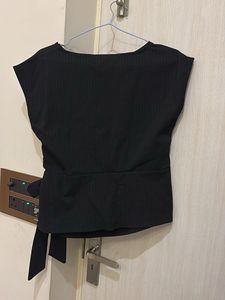 Chic Black Tie-Waist Top