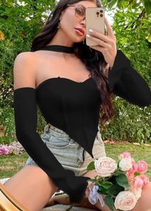 Chic Black Off-Shoulder Top with Sleeves
