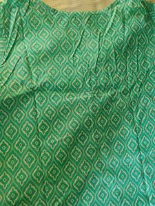 Teal &amp; White Geometric Print Kurta
