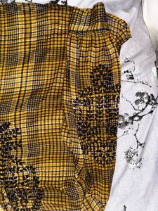 Yellow Plaid  with Black Embroidery