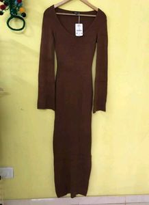 Brown Maxi Ribbed Dress (winter)
