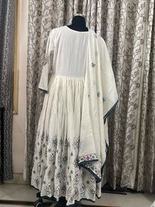 White Anarkali Kurta Set with Dupatta