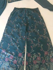 Embroidered Teal Kurta with Palazzo Pants