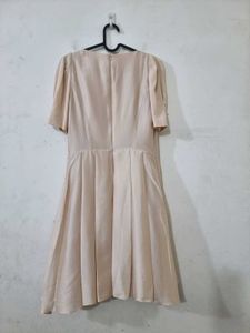 Elegant Beige Fit &amp; Flare Dress (Imported)