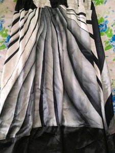 Satin Dress Black &amp; White Strips Women's Partywear