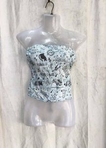 139. Cool Graphic Print Strapless Top