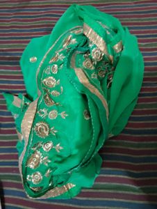 Elegant Green Embroidered Dupatta with leggings