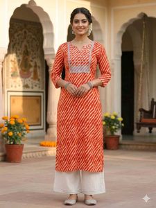 Rayon Leheriya Kurti with Sequins work