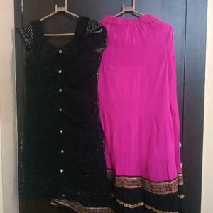 Indian Dress Set - Black & Pink
