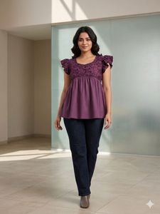 Elegant Purple Embroidered Kurta Top