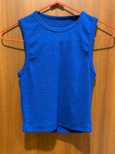 Ribbed Blue Tank Top