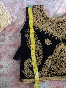 Elegant Navy Blue Velvet Lehenga Choli