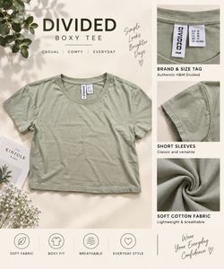 H&M Sage Green Cropped T-Shirt