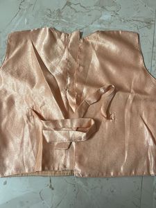 Embellished Peach Silk Blouse