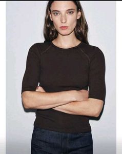 women's Brown Cotton T-Shirt