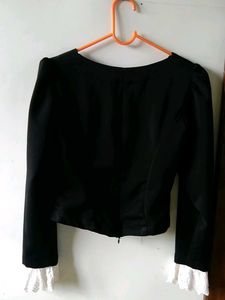Chic Black Bow Detail Top