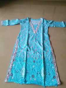Light Blue Embroidered Kurti