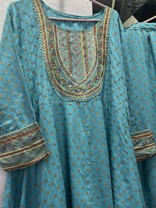 Elegant Blue Embroidered Kurta Set