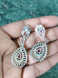 Stunning Red Stone Dangle Earrings
