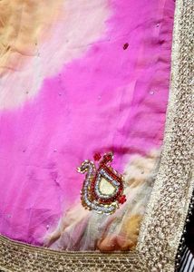 Beautiful Tie-Dye Saree with Embellishments