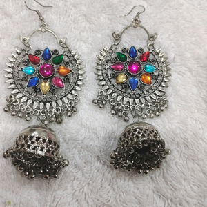long oxidised earing