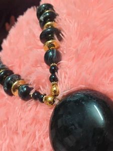 Elegant Black Stone Beaded Necklace