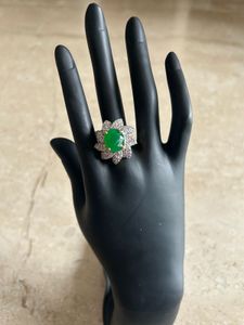 Emerald & Diamond Flower Ring