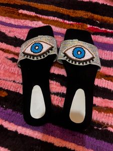 Evil Eye Embellished Slides