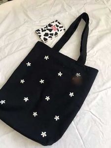 Floral Embroidered Black Tote Bag