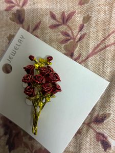 Charming Red Rose Brooch Pin