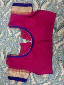 Pink &amp; Green Saree With Bluse And Petticoat
