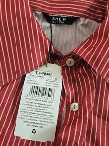Red Striped Button-Up Shirt