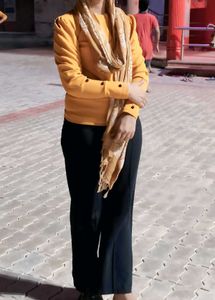 Yellow Crew Neck with Black Polka Dots