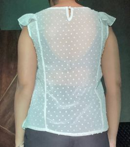Embroidered White Peplum Top