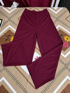 SHEIN Burgundy Wide Leg Trousers | Size 28 |
