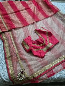 Beautiful Pink and Gold Saree with blouse