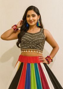 Vibrant Striped Lehenga Choli Set