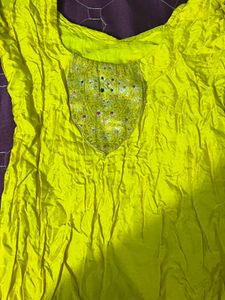 Vibrant Yellow Kurta with Intricate Embroidery