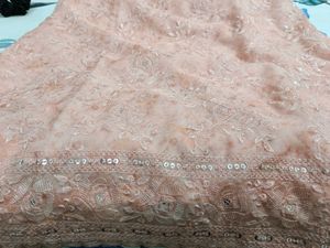 Peach Floral Embroidered suit