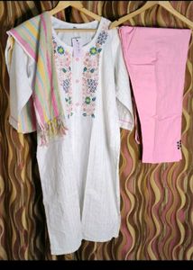 khadi kurta with trouser and dupatta
