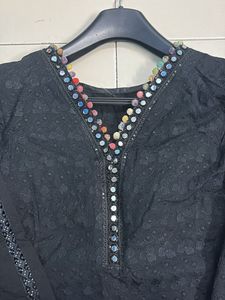 black chikankari kurta set