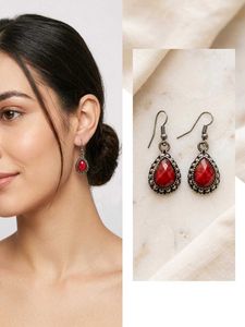 Bohemian Red Stone Dangle Earrings