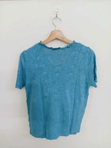Blue Embroidered Boho Blouse