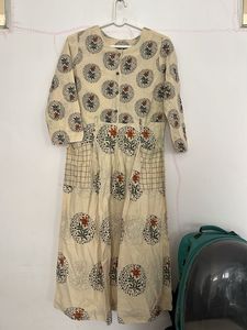 Beige Printed Kurta with pant