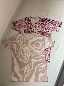 Trendy Graphic Print T-Shirts (Set of 2)