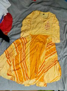 Vibrant Yellow Kurta Set with Indian Motifs